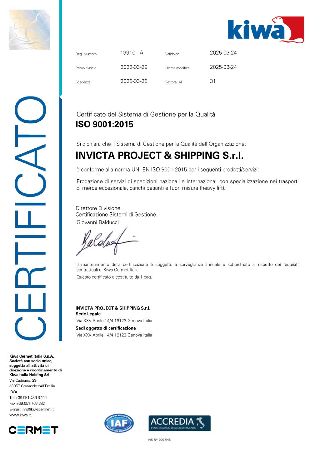 Certificazione ISO 2025